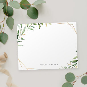 Greenery Gold Geometric Specialized Stationery Notitiekaartje