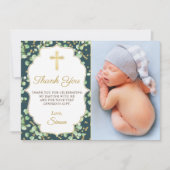 Greenery Gold Glitter Baptisme Hartelijk dank Bedankkaart (Voorkant)