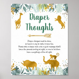 Greenery Gold Greenery Safari Diaper Thoughts Sign Poster