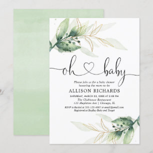 Greenery Gold laat baby shower dat geslachtsneutra Kaart