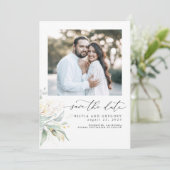 Greenery Gold laat Boho de datumfoto opslaan Save The Date (Staand voorkant)