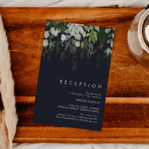 Greenery & Gold Leaf   Ontvangst van donkere marin Informatiekaartje