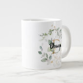Greenery Gold Leaves Monogram Initiaal "D"-naam Extra Grote Beker (Voorkant rechts)