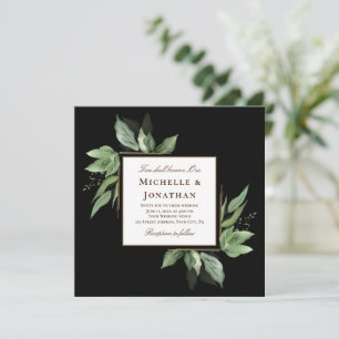 Greenery Gold Lijst op Black Christelijk Wedding Kaart