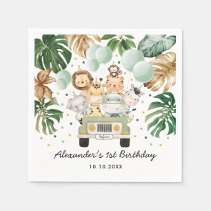 Greenery Gold Oerwoud Safari Animals Wild Birthday Servet