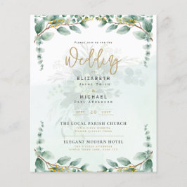 Greenery Gold PHOTO Wedding Invite BUDGET Flyer
