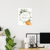 Greenery gold pumpkin baby shower welkomstteken poster (Thuiskantoor)