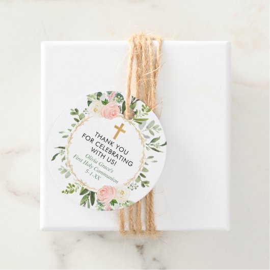 Greenery Gold roze elegant eerste communiqué bapti Bedankjes Labels (In situ)