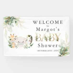 Greenery Gold Safari Animal Drive by Baby shower Spandoek