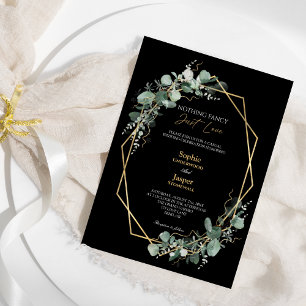 Greenery Gold Simple Black Niets Fancy huwelijk Kaart