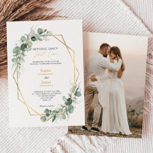 Greenery Gold Simple Niets Fancy Photo Wedding Kaart