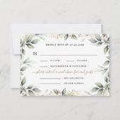 Greenery & Gold Two 2 Meal Choice Rustic Wedding RSVP Kaartje (Achterkant)