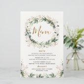 Greenery Gold Waterverf Leaf Wedding Menu Kaarten (Staand voorkant)