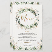 Greenery Gold Waterverf Leaf Wedding Menu Kaarten (Voorkant / Achterkant)