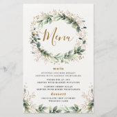 Greenery Gold Waterverf Leaf Wedding Menu Kaarten (Voorkant)