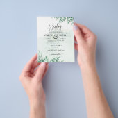 Greenery Gold Wedding Eucalyptus lekt QR CODE Flyer (Hand)