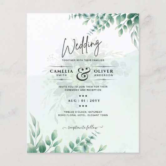 Greenery Gold Wedding Eucalyptus lekt QR CODE Flyer (Voorkant)