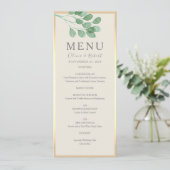 Greenery Gold Wedding Menu Kaart (Staand voorkant)