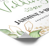 Greenery Gold Welcome Wedding Sjabloon Poster (Hoek)