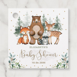 Greenery Gold Woodland Animals Forest Baby shower Bedankjes Labels