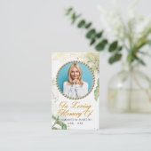 Greenery Goldish Photo Funeral Prayer Kaart Visitekaartje (Staand voorkant)