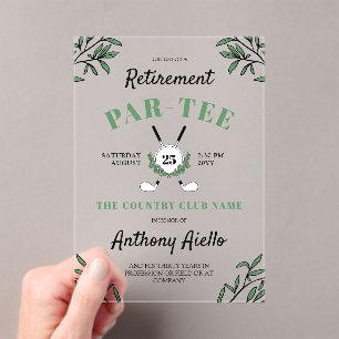 Greenery Golf Thlerement Party Acryl Uitnodigingen