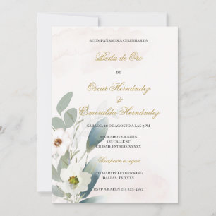 Greenery gouden bruiloft kaart