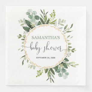 Greenery gouden eucalyptus krans baby shower servet