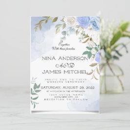 Greenery Green en bleu Wedding Invitation Kaart