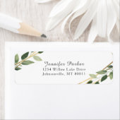 Greenery Green en Gold Geometric Rustic Wedding Etiket (Insitu)