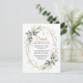 Greenery Green en Gold Geometric Rustic Wedding Informatiekaartje (Staand voorkant)
