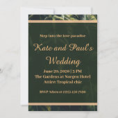 Greenery Green en Gold Geometric Rustic Wedding Kaart (Voorkant)