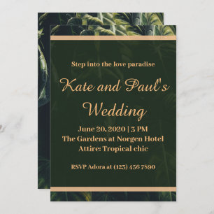 Greenery Green en Gold Geometric Rustic Wedding Kaart