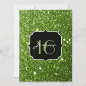 Greenery Green glitter sparkles Sweet 16 Invite Kaart (Voorkant)