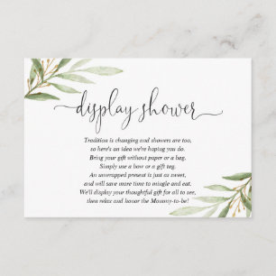 Greenery green Gold baby shower display douche Informatiekaartje