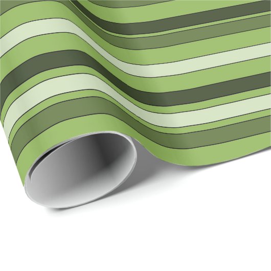 Greenery Green Horizontal Stripes Pattern Elegant Cadeaupapier (Rol Hoek)