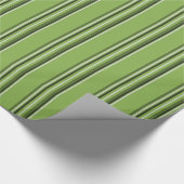 Greenery Green Horizontal Stripes Pattern Elegant Cadeaupapier (Hoek)