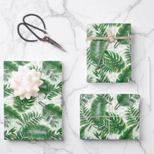 Greenery Green Tropical Leaves Pattern Inpakpapier Vel