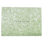 Greenery Green White Glitter Favor Gift Bag Large Cadeautasje (Achterkant)
