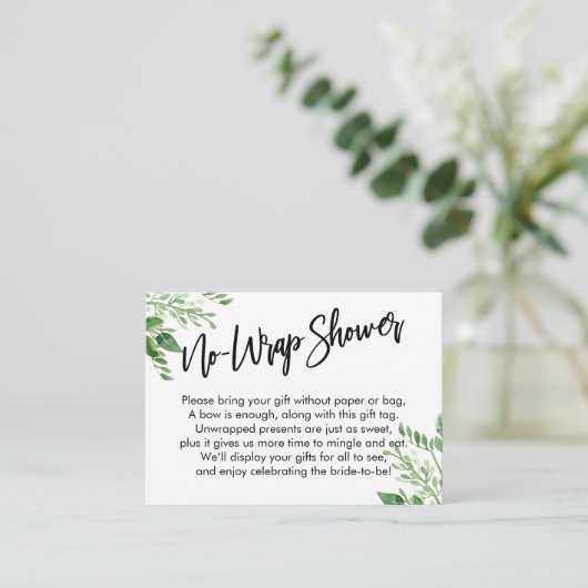 Greenery Handwriting No Wrap Vrijgezellenfeest Informatiekaartje (Staand voorkant)