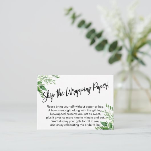 Greenery Handwriting sla het omlooppapier over! Informatiekaartje (Staand voorkant)