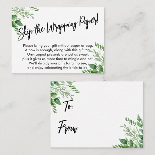 Greenery Handwriting sla het omlooppapier over! Informatiekaartje (Voorkant / Achterkant)