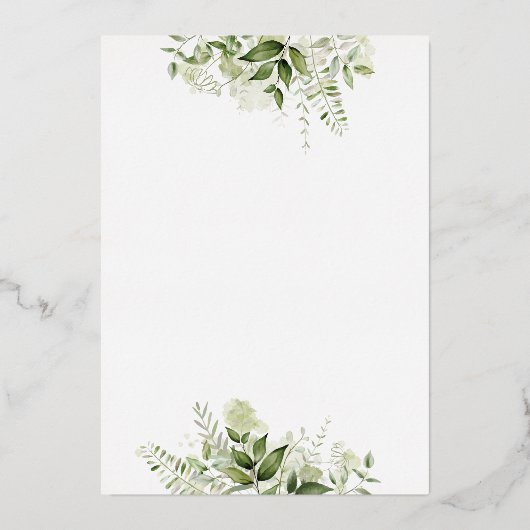 Greenery Hearts Script Calligraphy Weddenschap Gol Folie Uitnodiging (Achterkant)