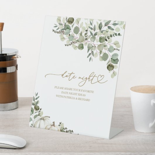 Greenery Herfst Vrijgezellenfeest Datum Night Jar Reclamebord Met Voetstuk (Insitu)