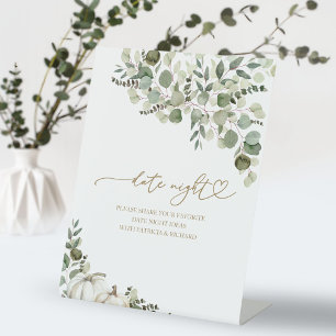 Greenery Herfst Vrijgezellenfeest Datum Night Jar Reclamebord Met Voetstuk