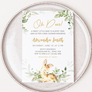 Greenery Herten Baby shower Kaart