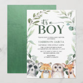 Greenery Het is een Baby shower van padlanddieren Kaart (Voorkant / Achterkant)