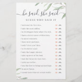 Greenery Hij zei dat ze vrijgezellenfeest spel zei (Voorkant)