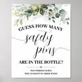 Greenery hoeveel Baby shower met veiligheidsplaten Poster (Voorkant)