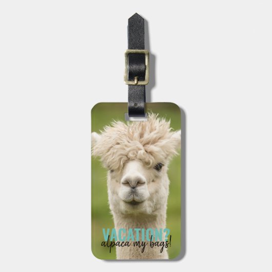 Greenery Holiday Vacation Alpaca Bagagelabel (Voorkant verticaal)